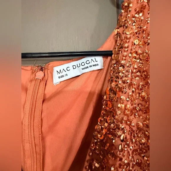 Mac Duggal (10766) Short Sleeve Cocktail Dress-NWT-Size 14-Copper - Picture 9 of 13